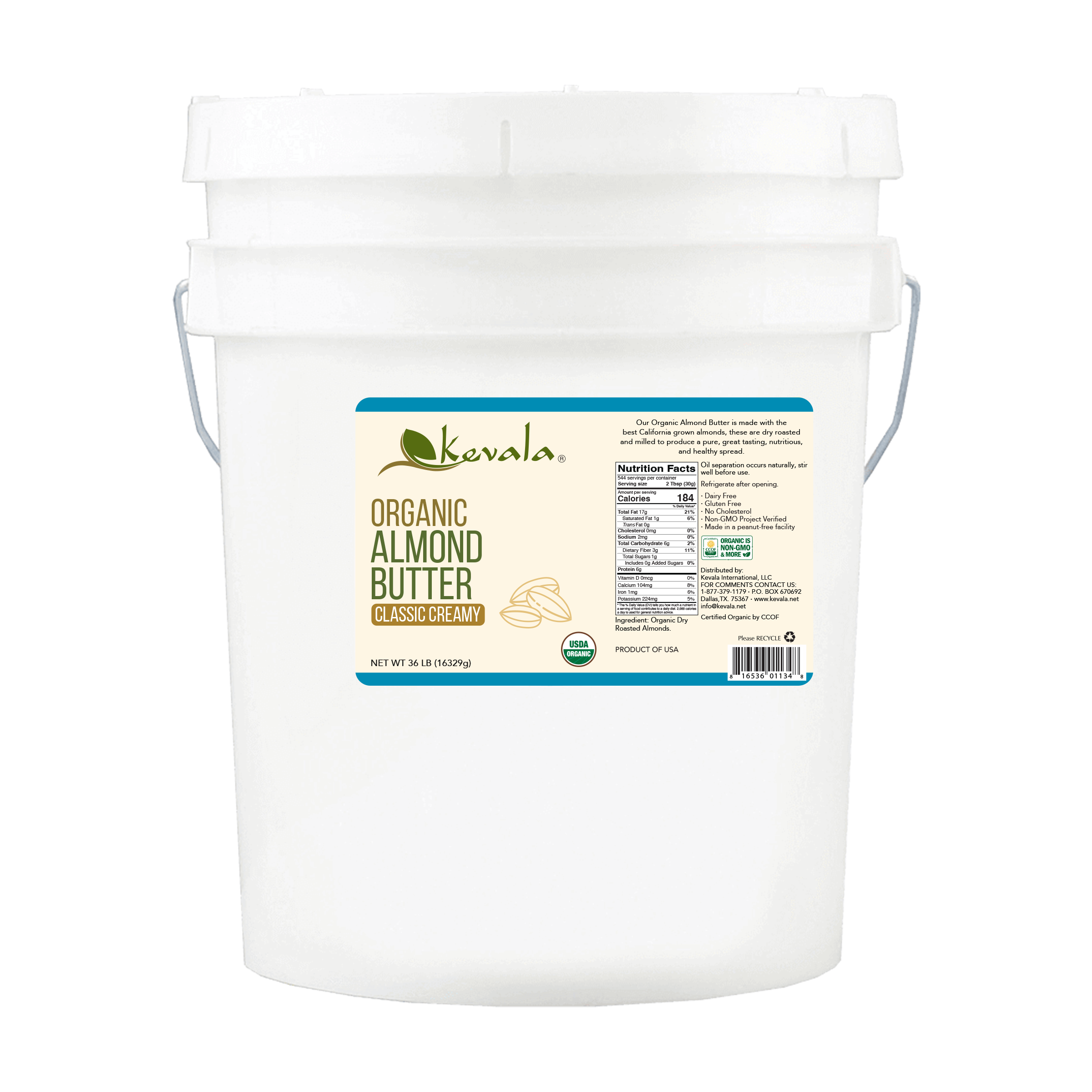 Organic Almond Butter Creamy 36 lb