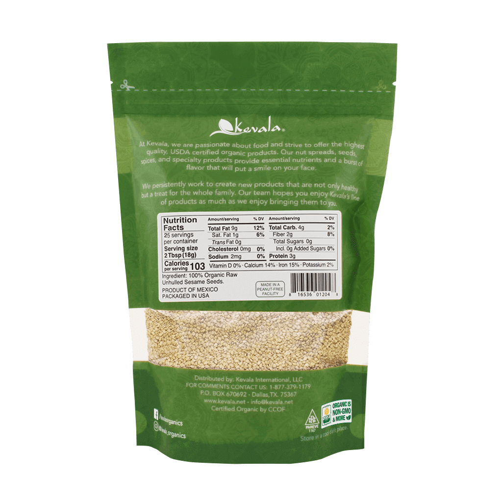 Organic Raw Sesame Seeds (Unhulled) 16 oz