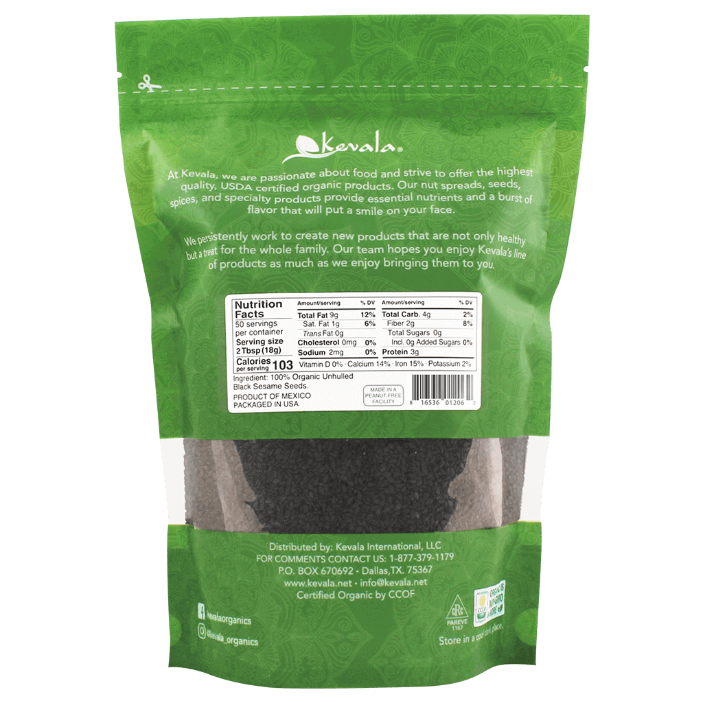 Organic Raw Black Sesame Seeds (Unhulled) 32 oz