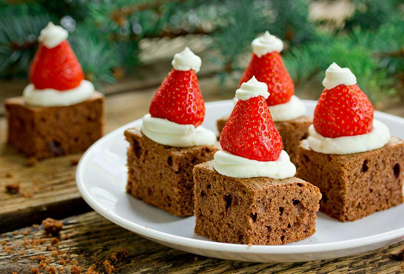 Santa Hat Mini Brownies