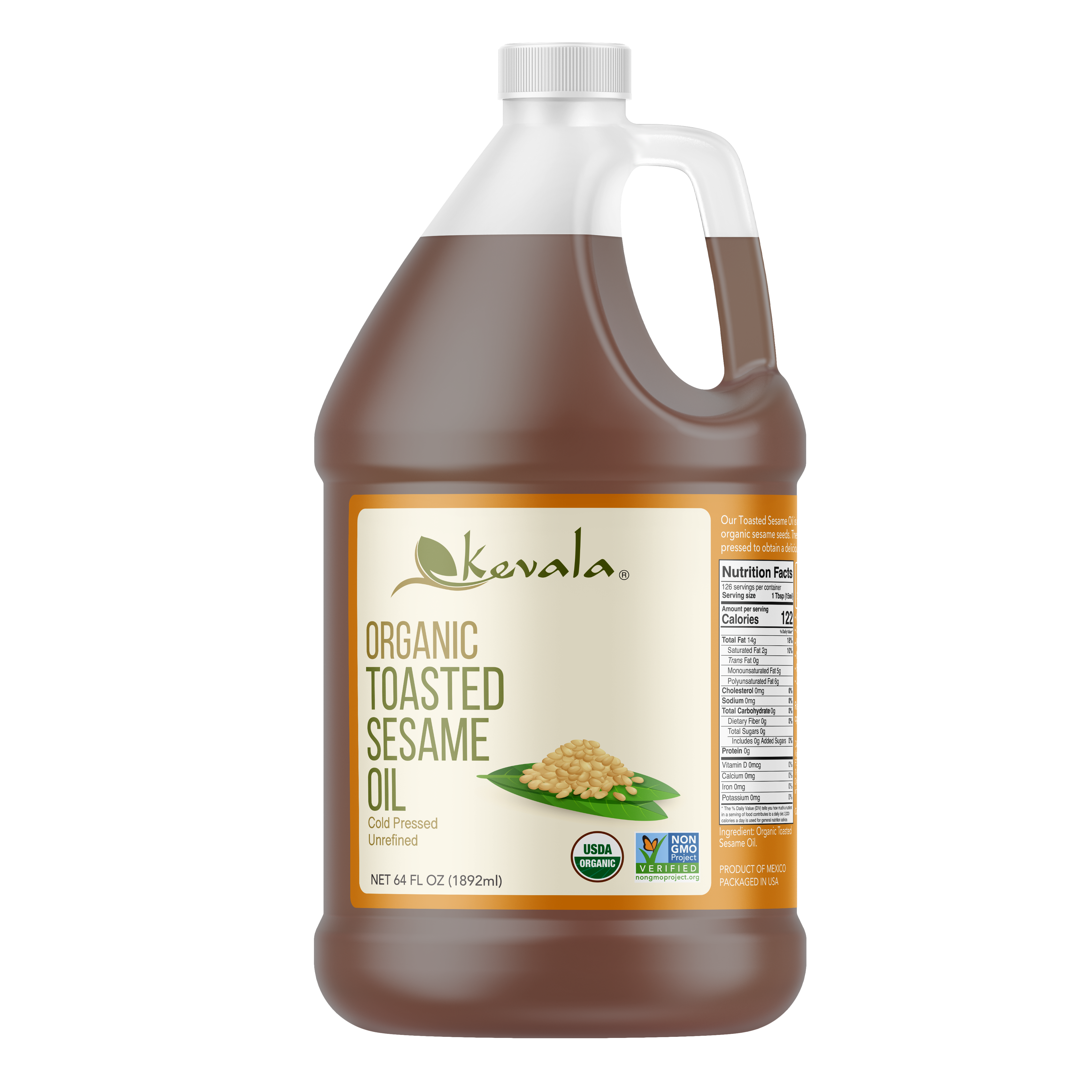Organic Toasted Sesame Oil 64 fl oz (1/2 gal)