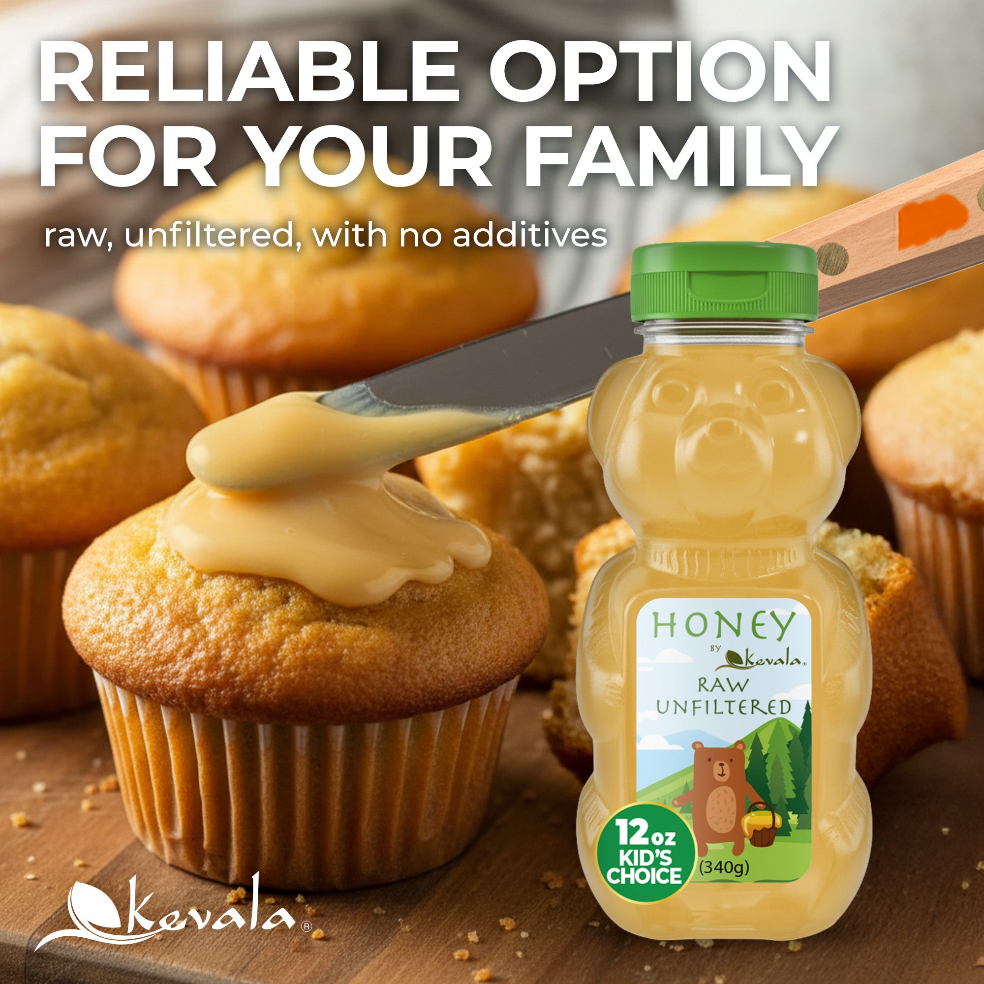 Raw Unfiltered Honey Bear 12 oz