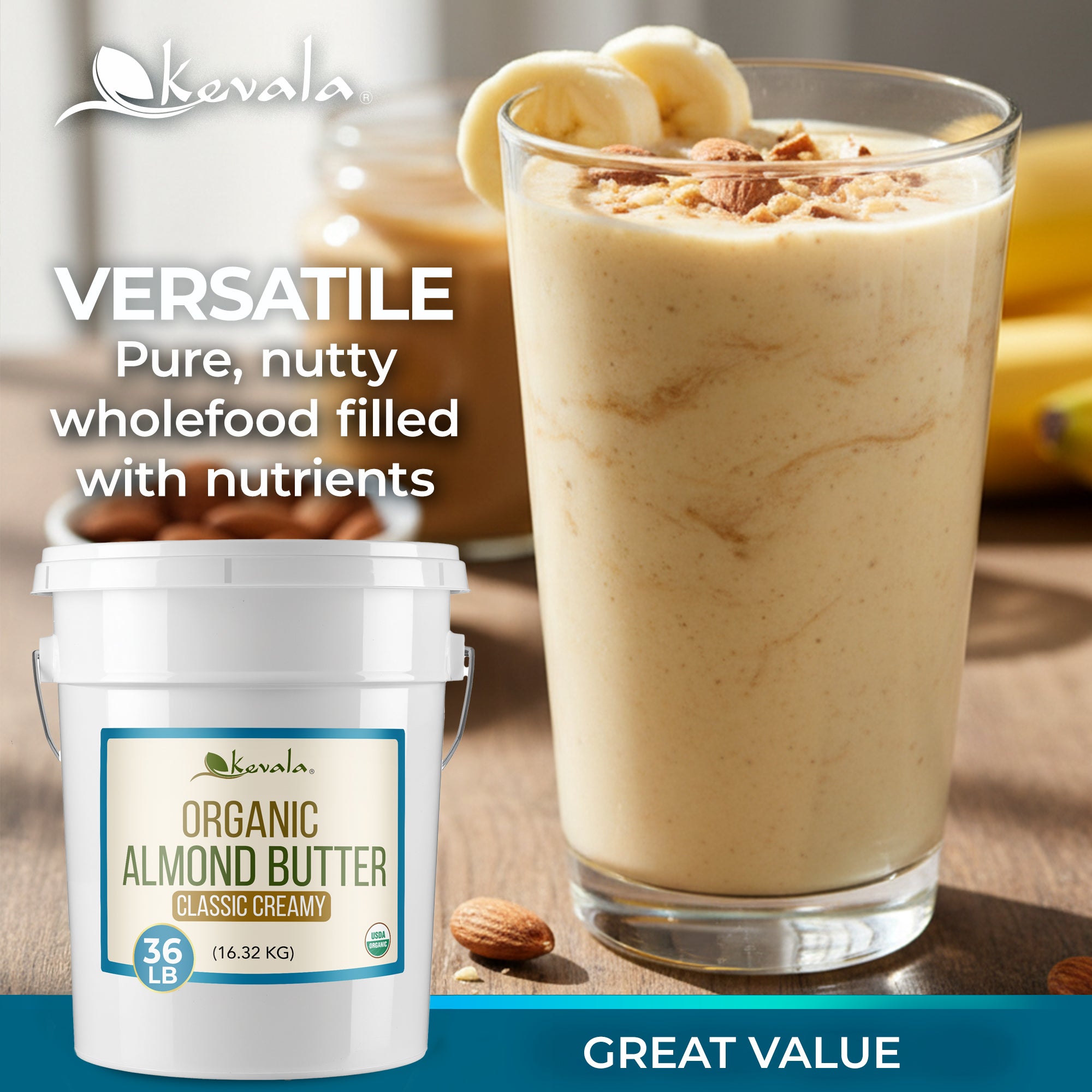 Organic Almond Butter Creamy 36 lb