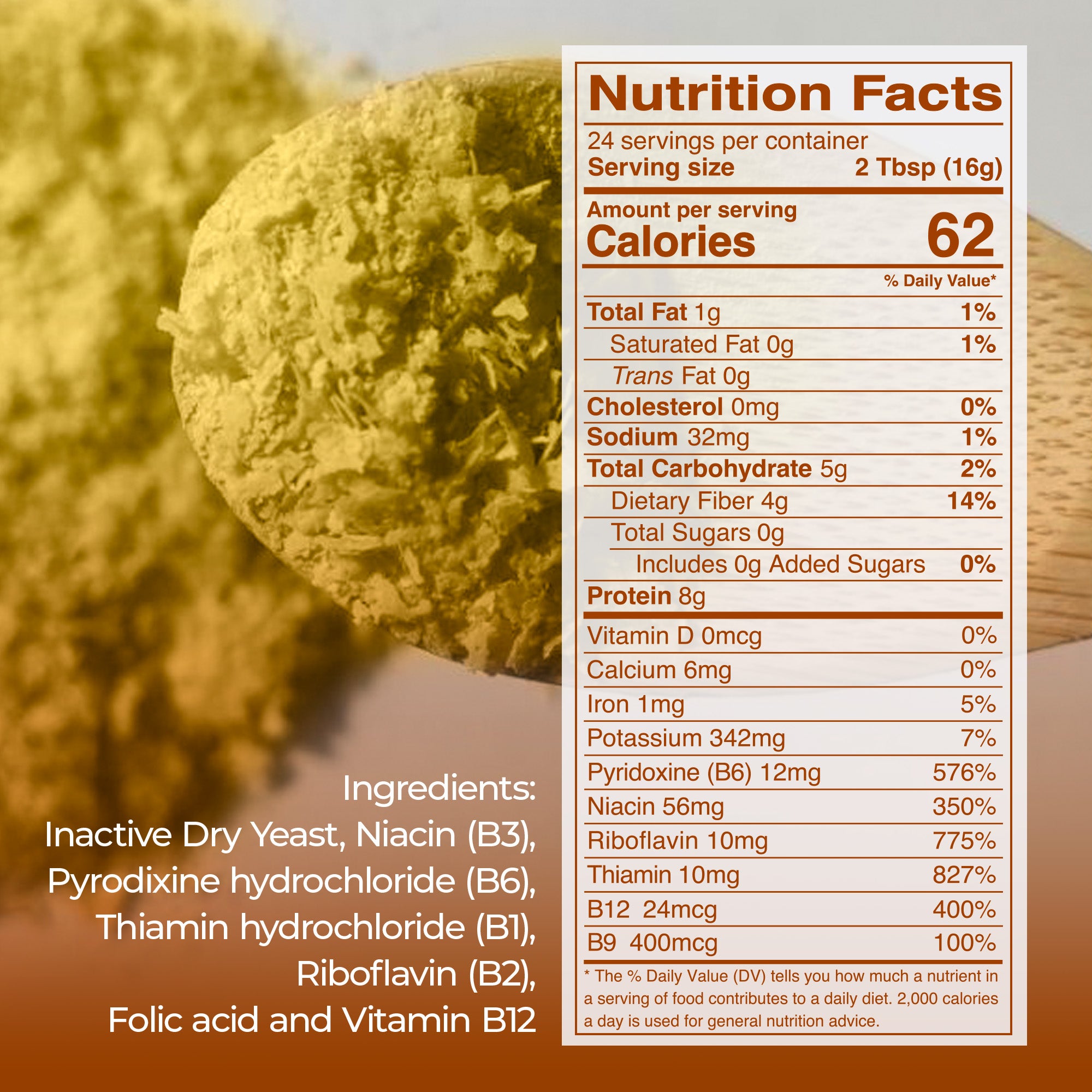 Nutritional Yeast, Large Flake, 14 oz (Fortified)