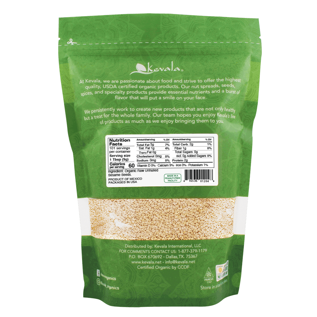 Organic Raw Sesame Seeds (Unhulled) 32 oz