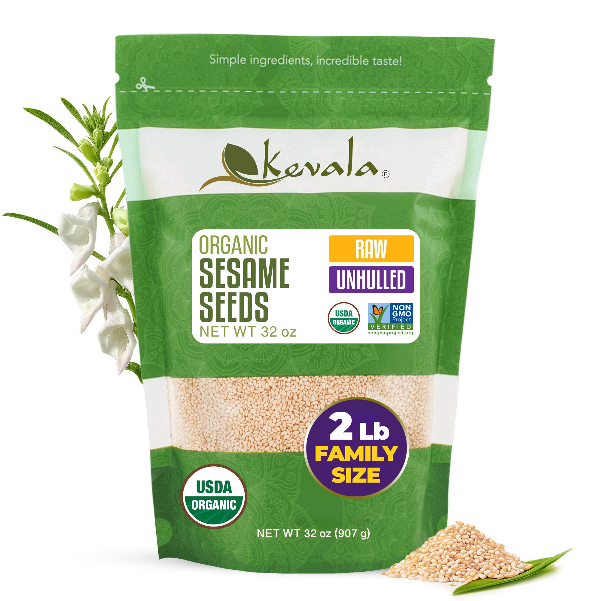 Organic Raw Sesame Seeds (Unhulled) 32 oz