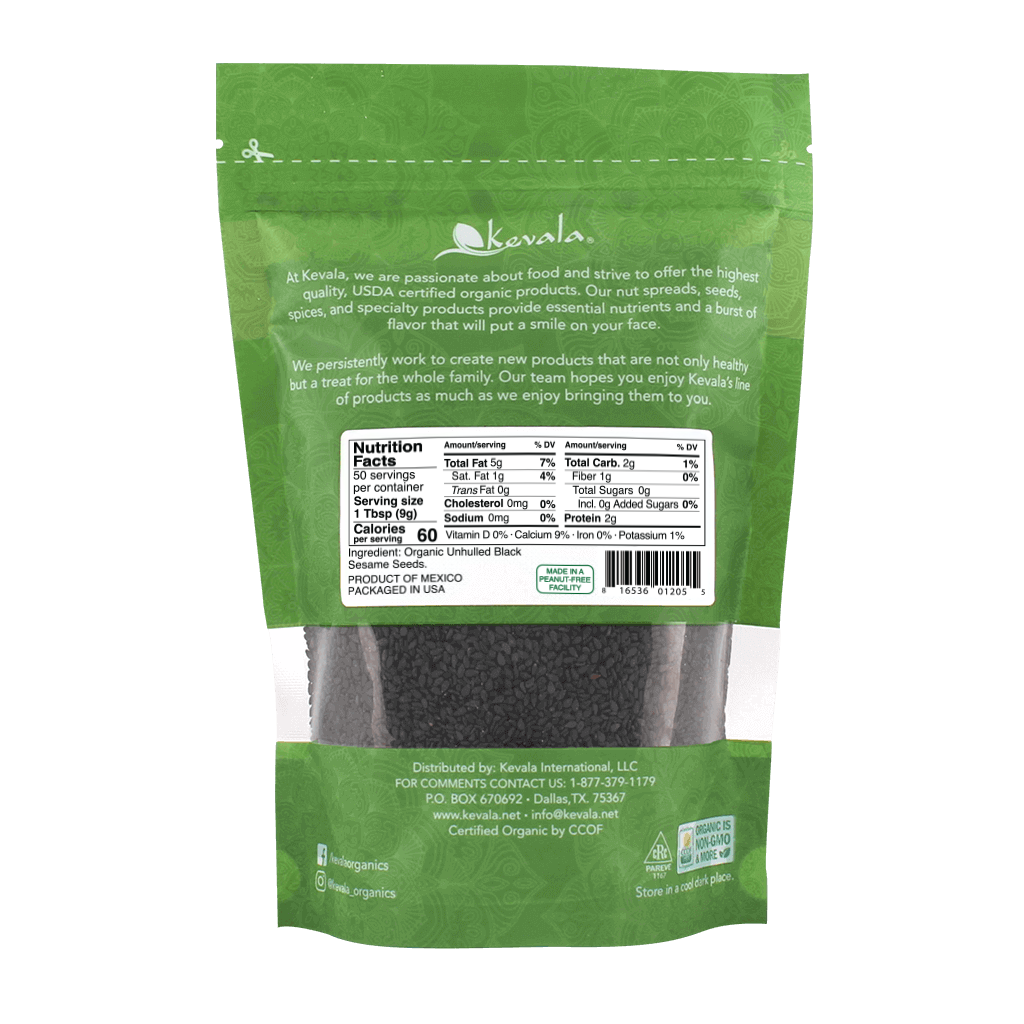Organic Raw Black Sesame Seeds (Unhulled) 16 oz