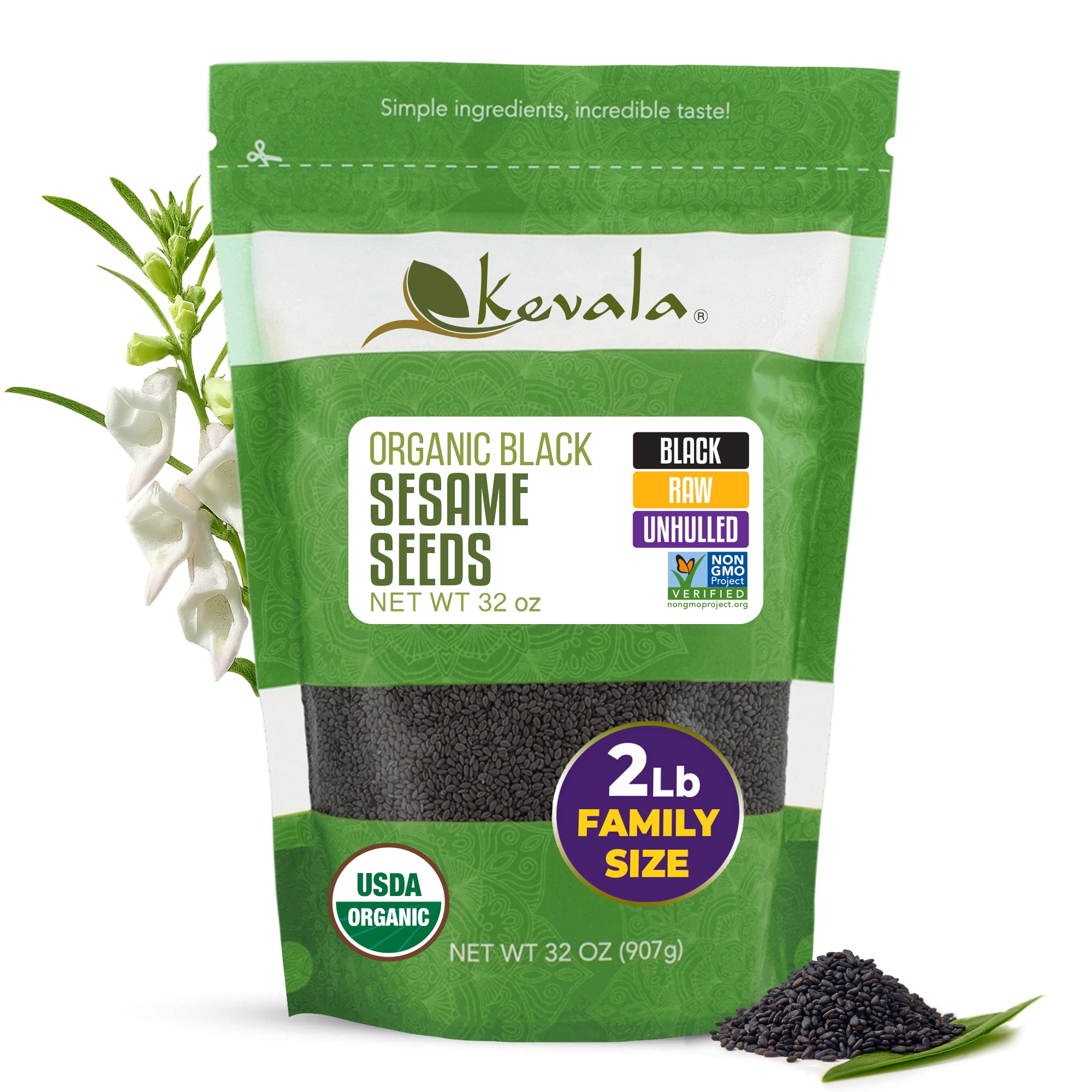 Organic Raw Black Sesame Seeds (Unhulled) 32 oz