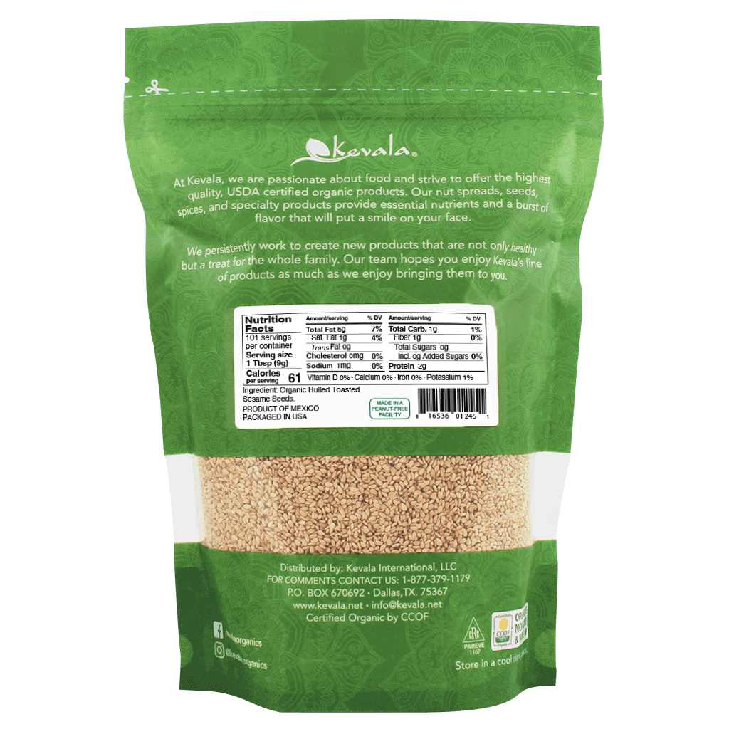 Organic Toasted Sesame Seeds (Hulled) 32 oz