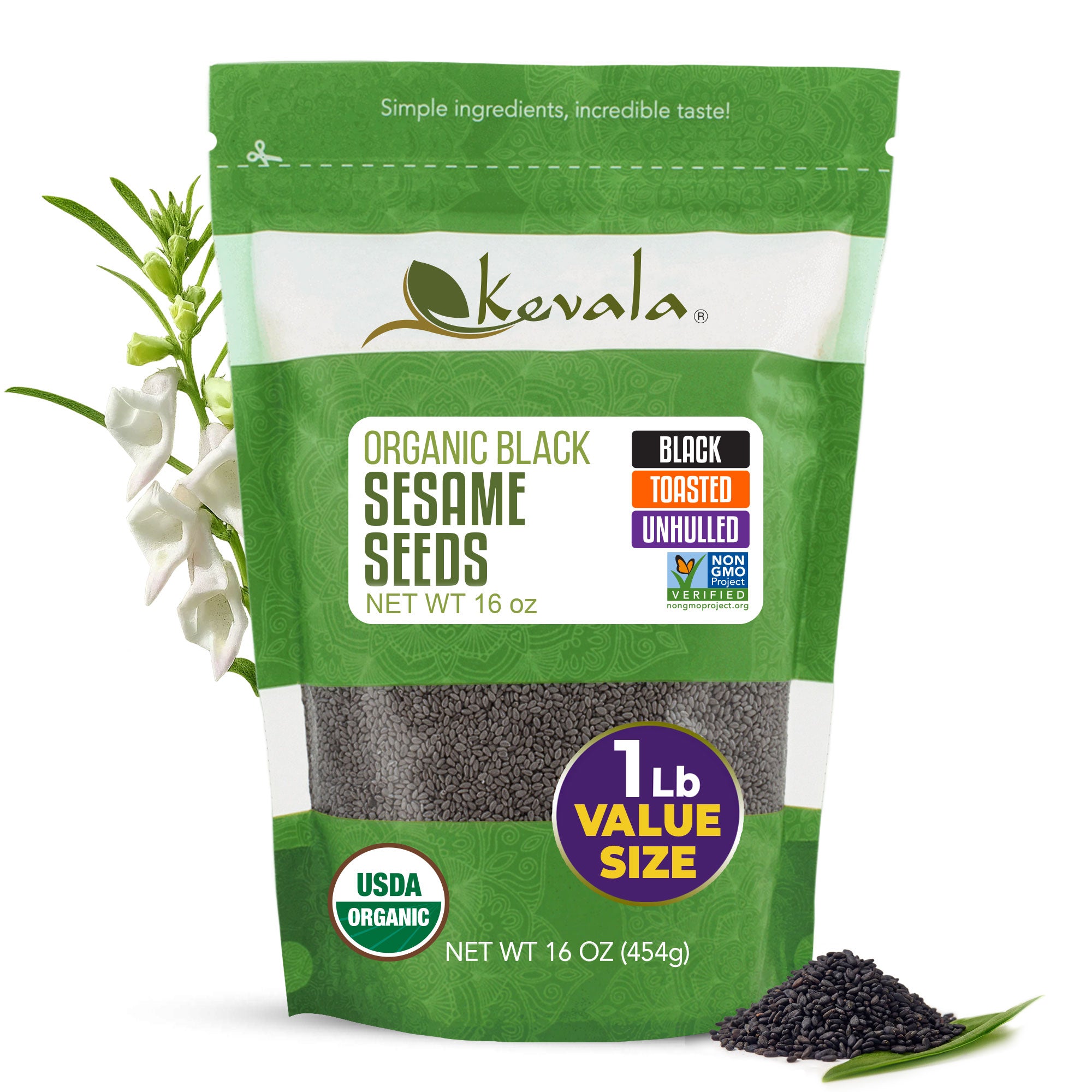 Organic Black Toasted Sesame Seeds 16 oz