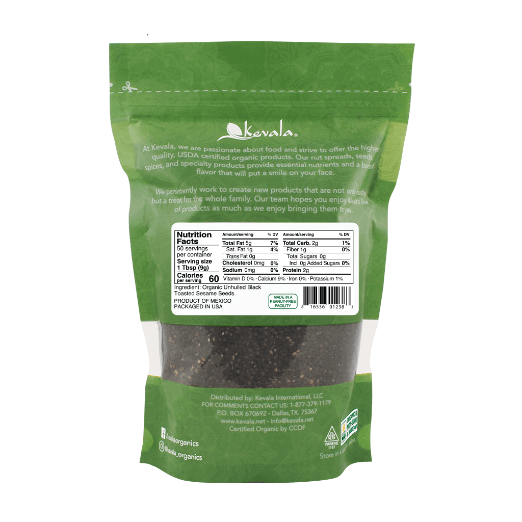 Organic Black Toasted Sesame Seeds 16 oz