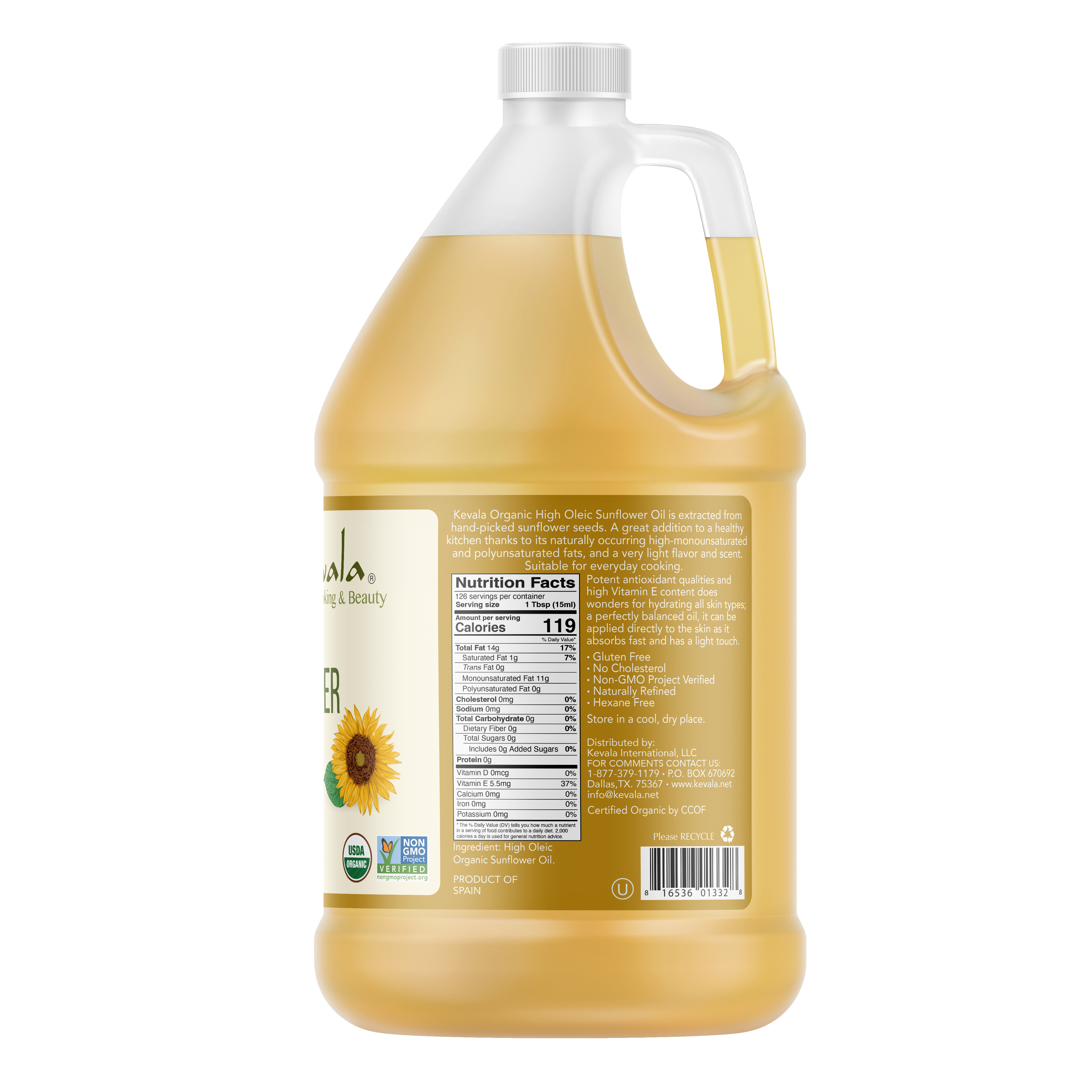 Organic Sunflower Oil 64 fl oz (1/2 gal)