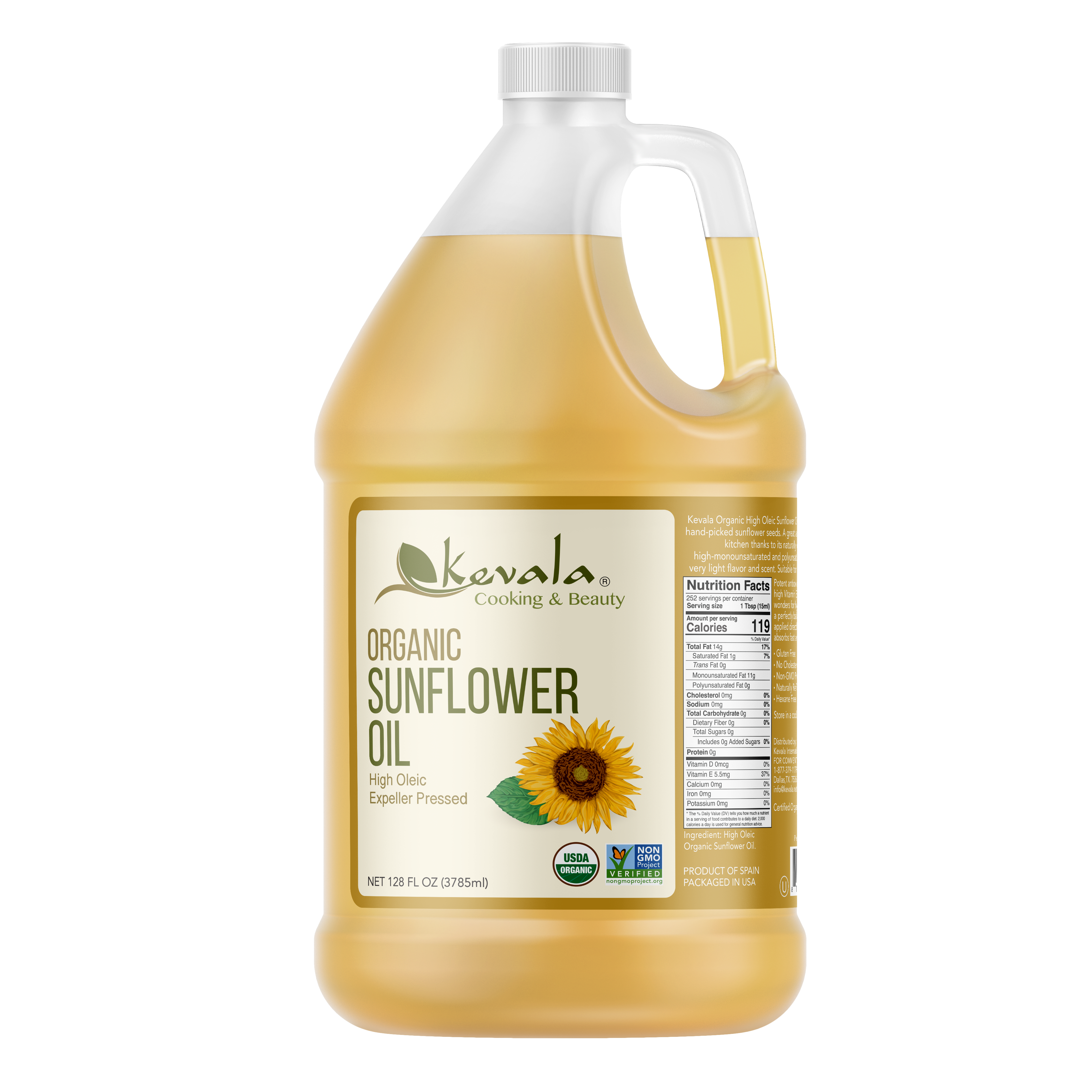 Organic Sunflower Oil 128 fl oz (1 gal)
