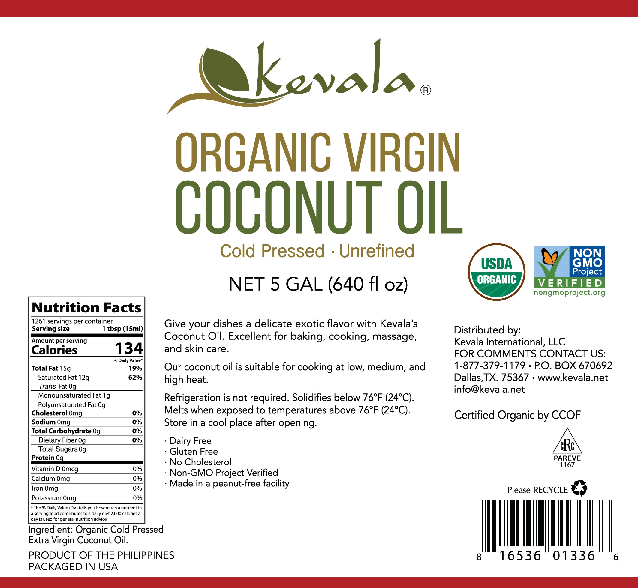 Organic Coconut Oil 38 lb
