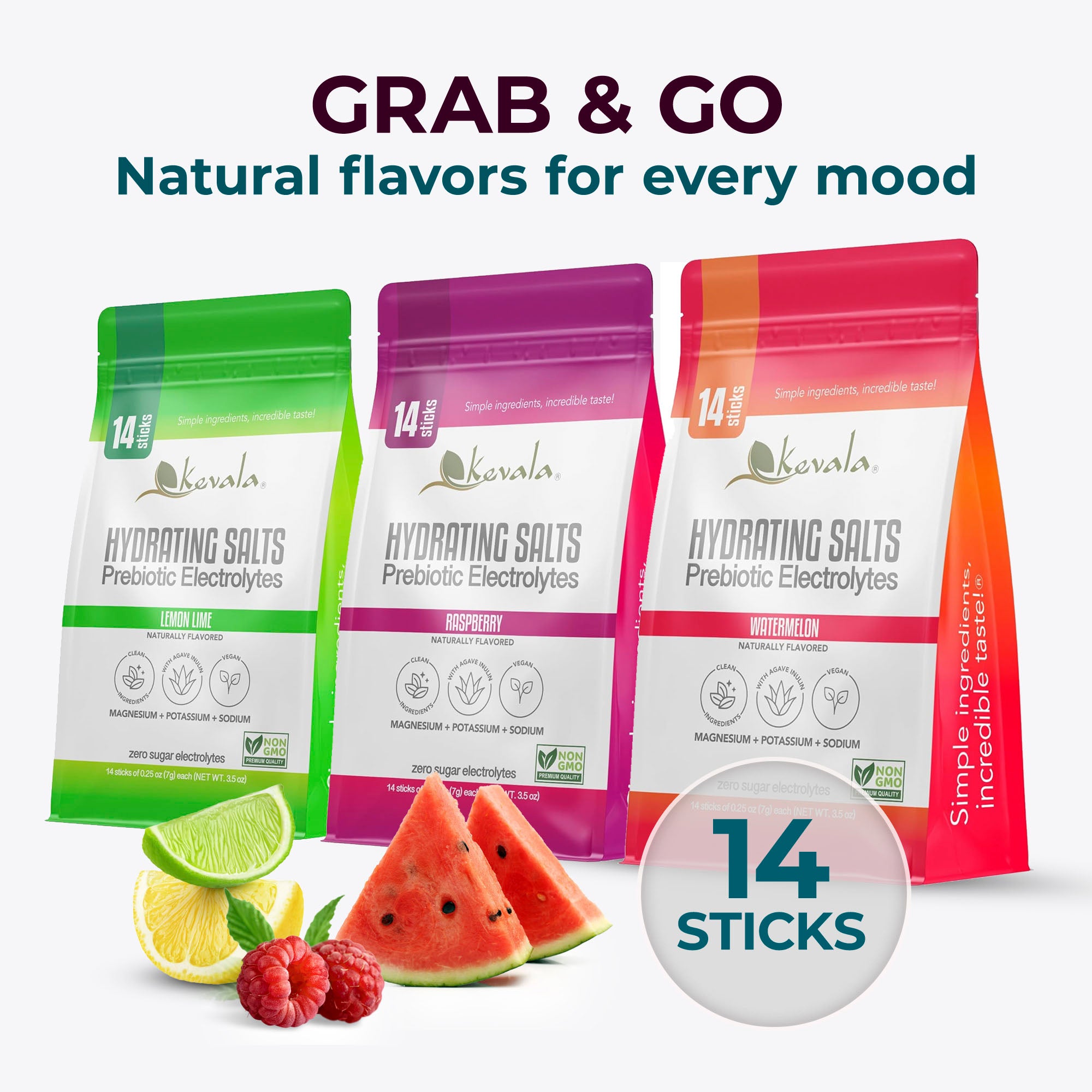 Hydrating Salts Prebiotic Electrolytes Lemon Lime 14 Sticks