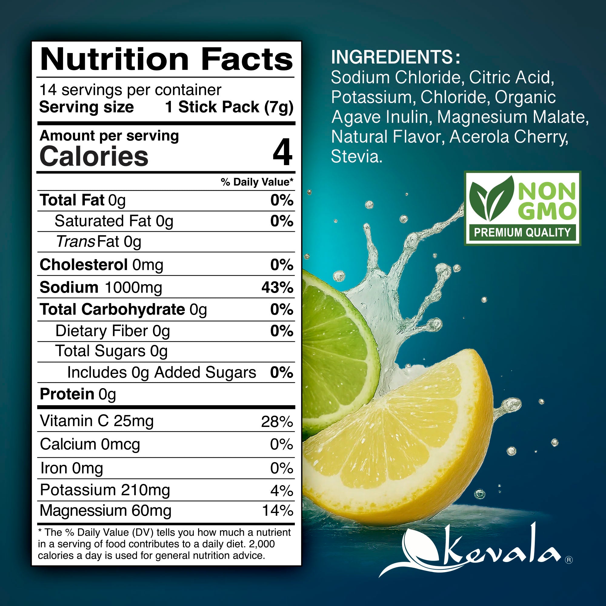 Hydrating Salts Prebiotic Electrolytes Lemon Lime 14 Sticks