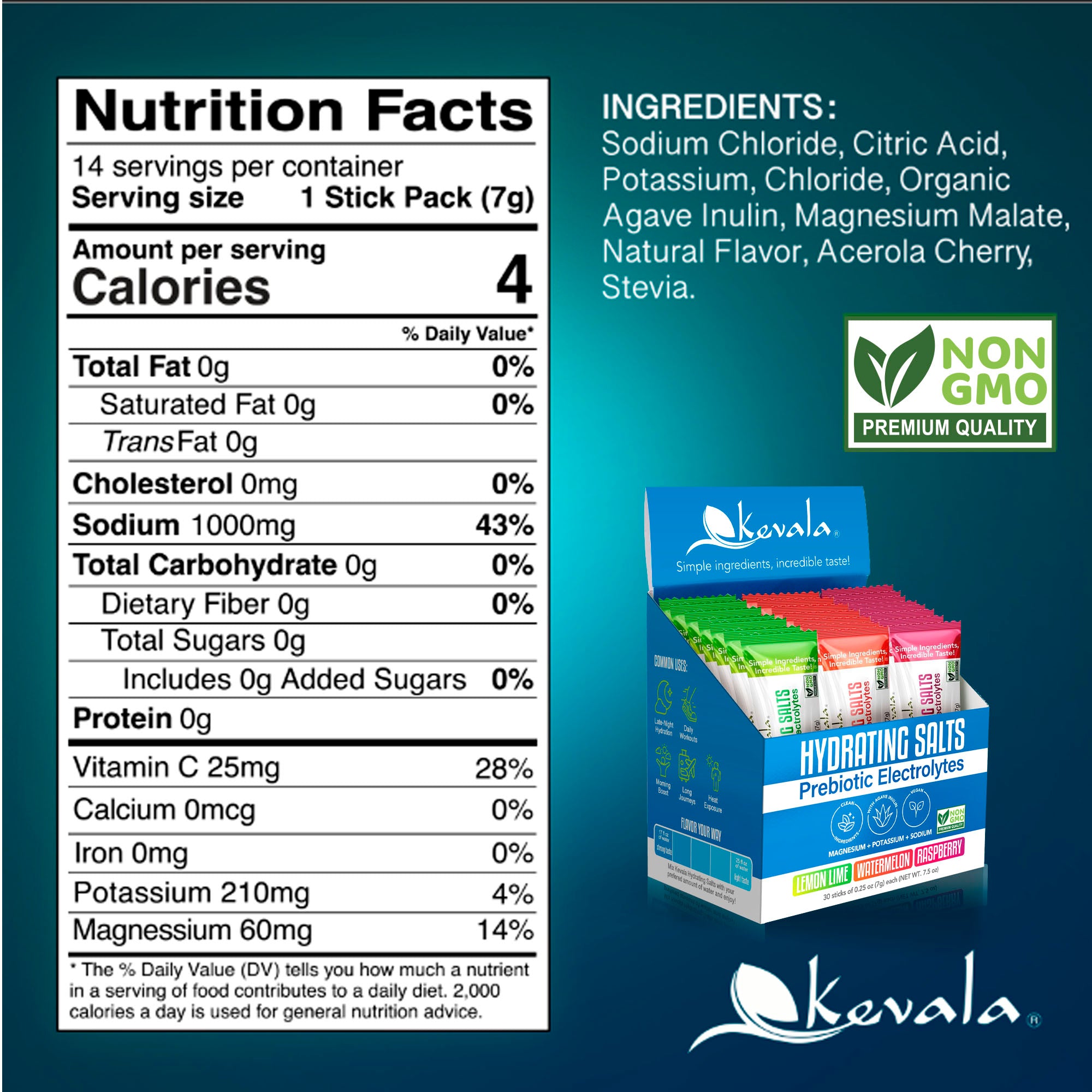 Hydrating Salts Prebiotic Electrolytes Variety Pack 30 Sticks
