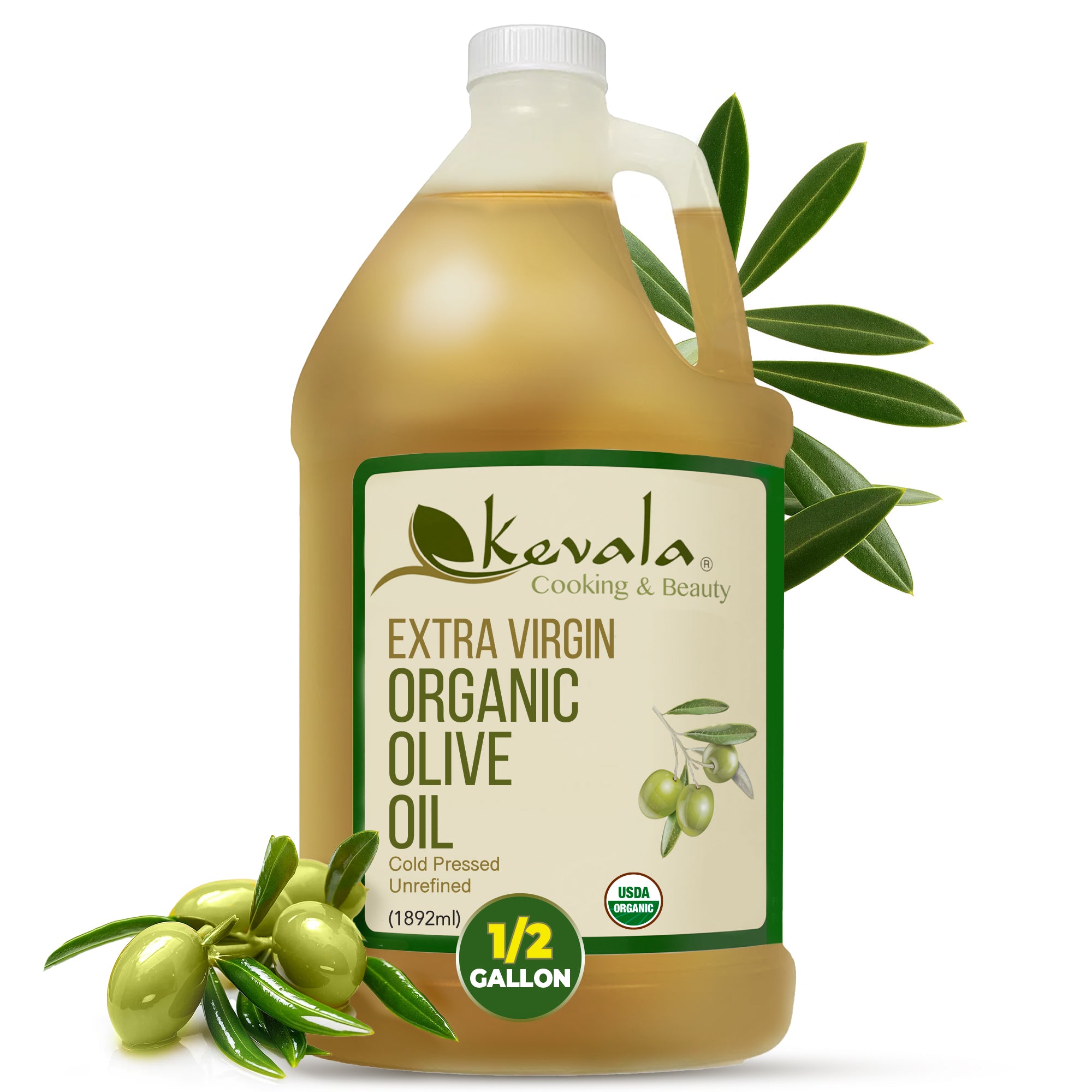 Extra Virgin Organic Olive Oil 64 fl oz (1/2 gal) – Kevala