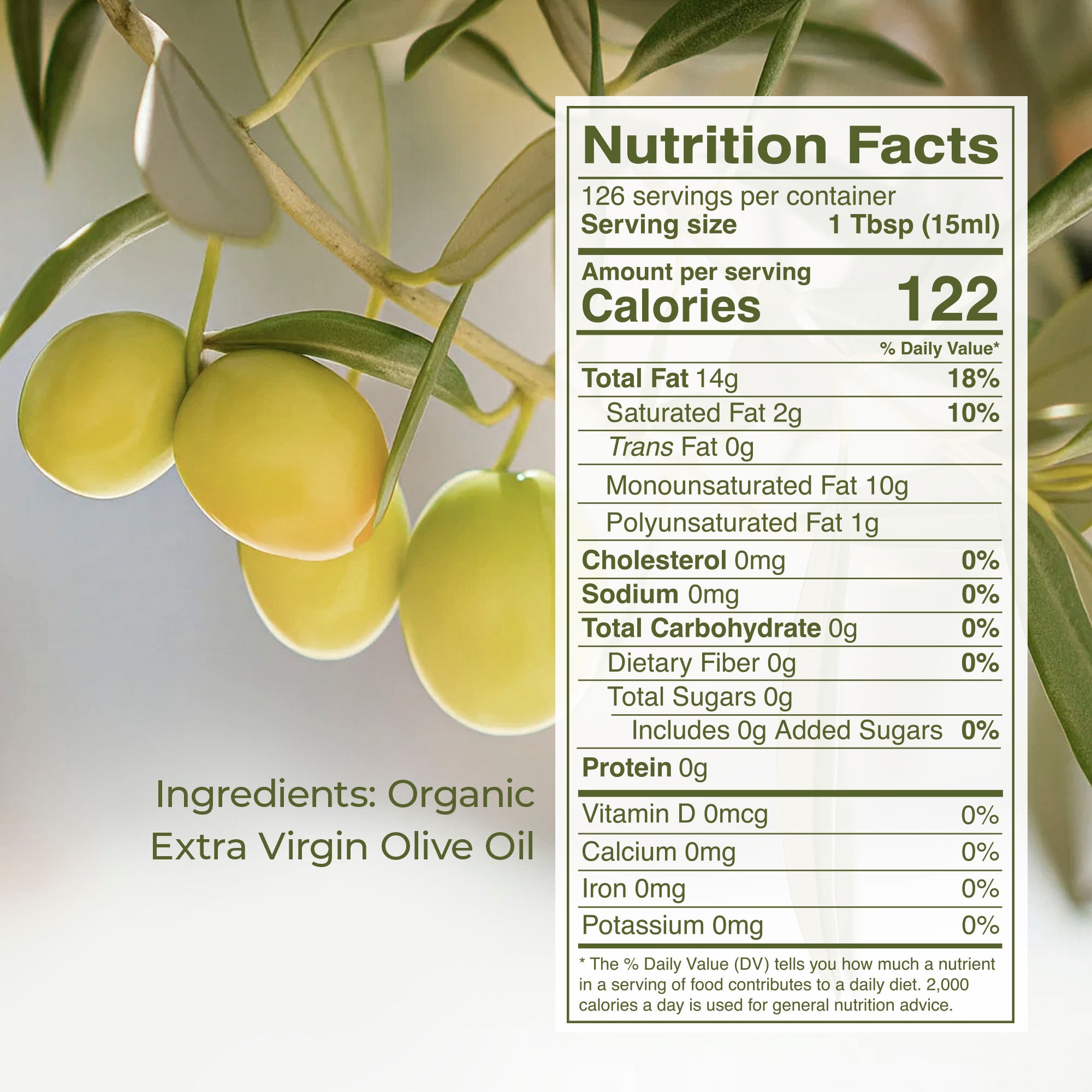 Extra Virgin Organic Olive Oil 64 fl oz (1/2 gal)