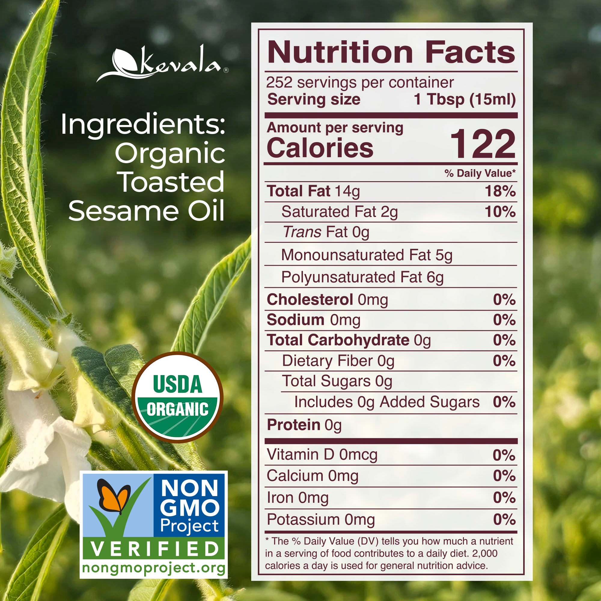 Organic Toasted Sesame Oil 128 fl oz  (1 gal)