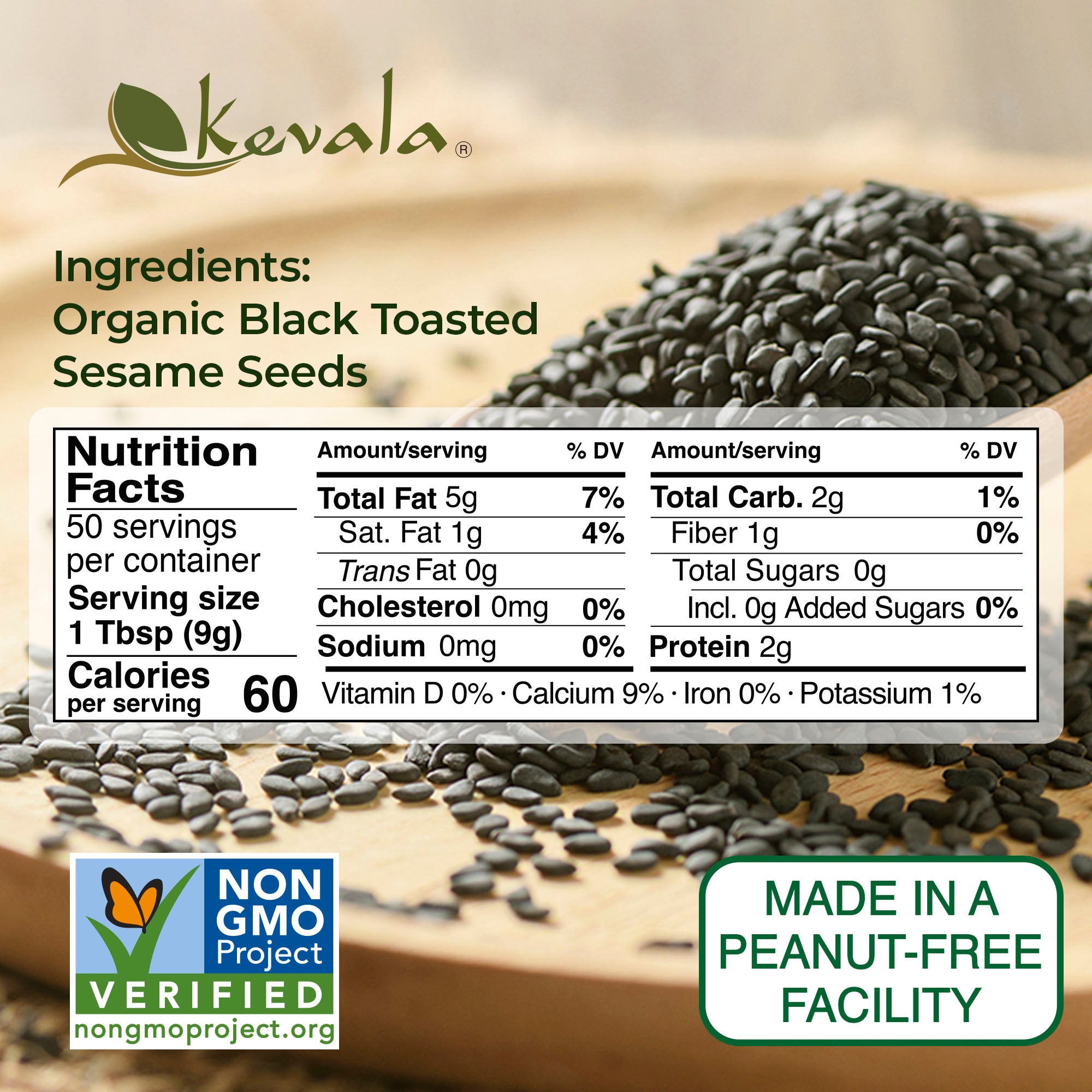 Organic Black Toasted Sesame Seeds 16 oz