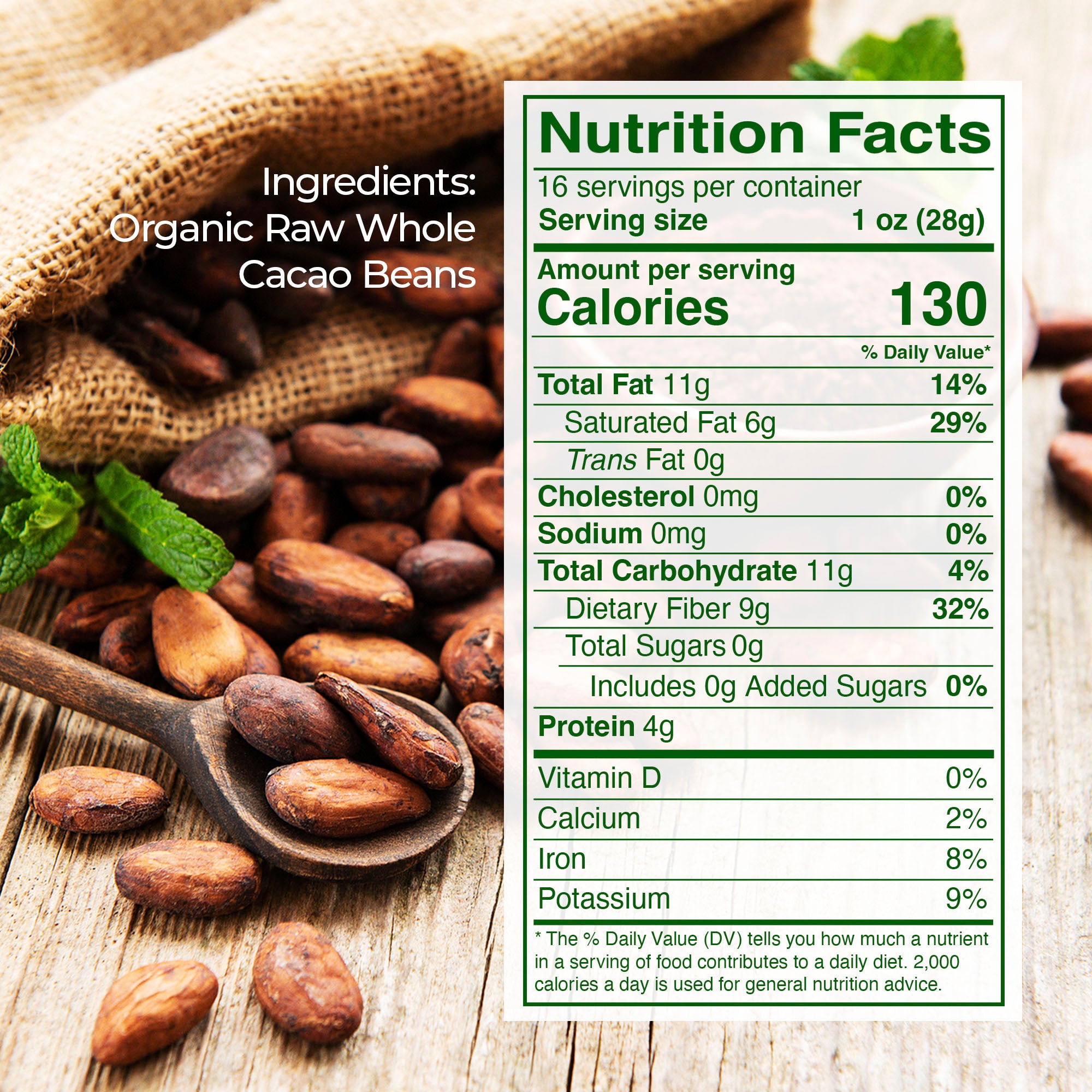 Organic Raw Cacao Beans 1 lb