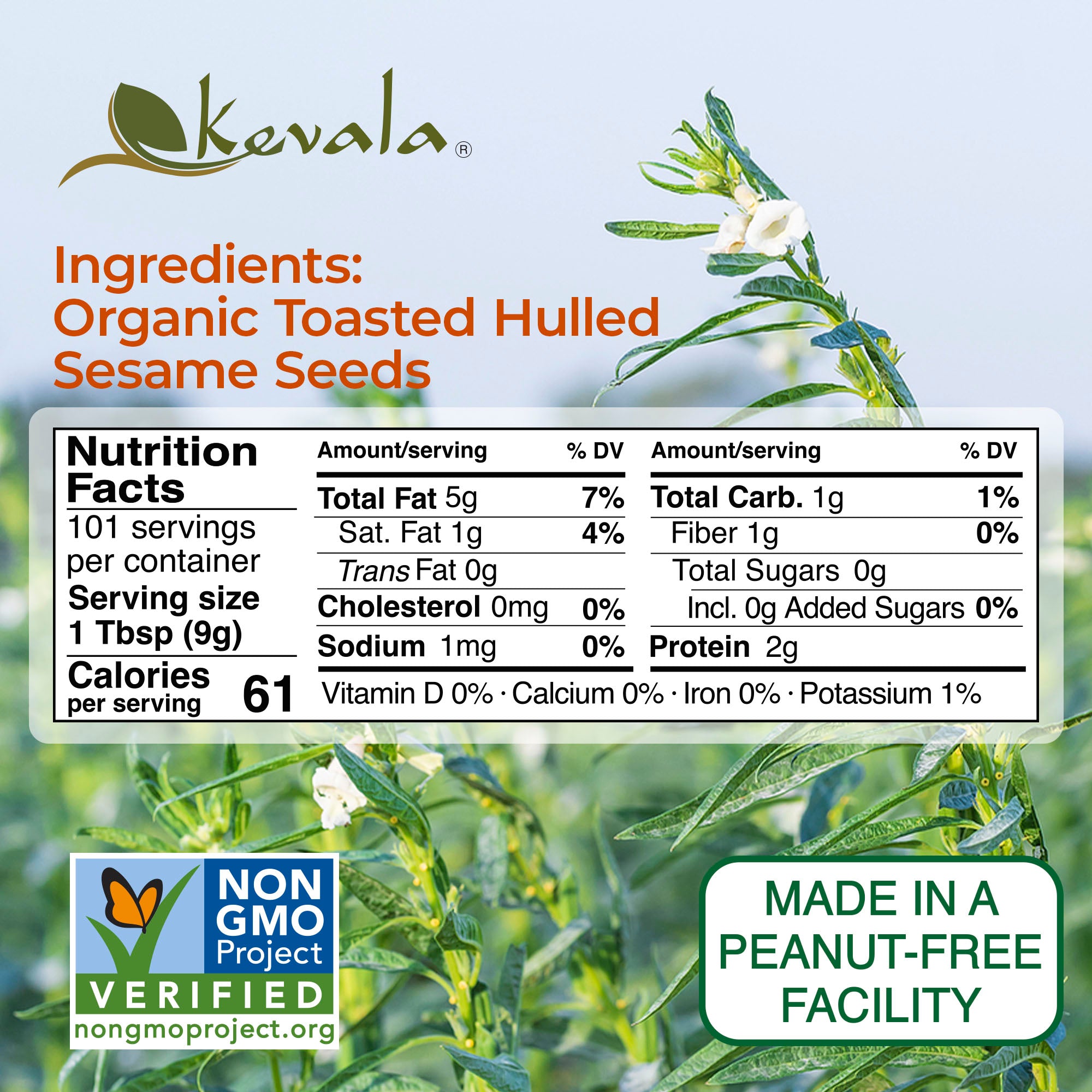 Organic Toasted Sesame Seeds (Hulled) 32 oz