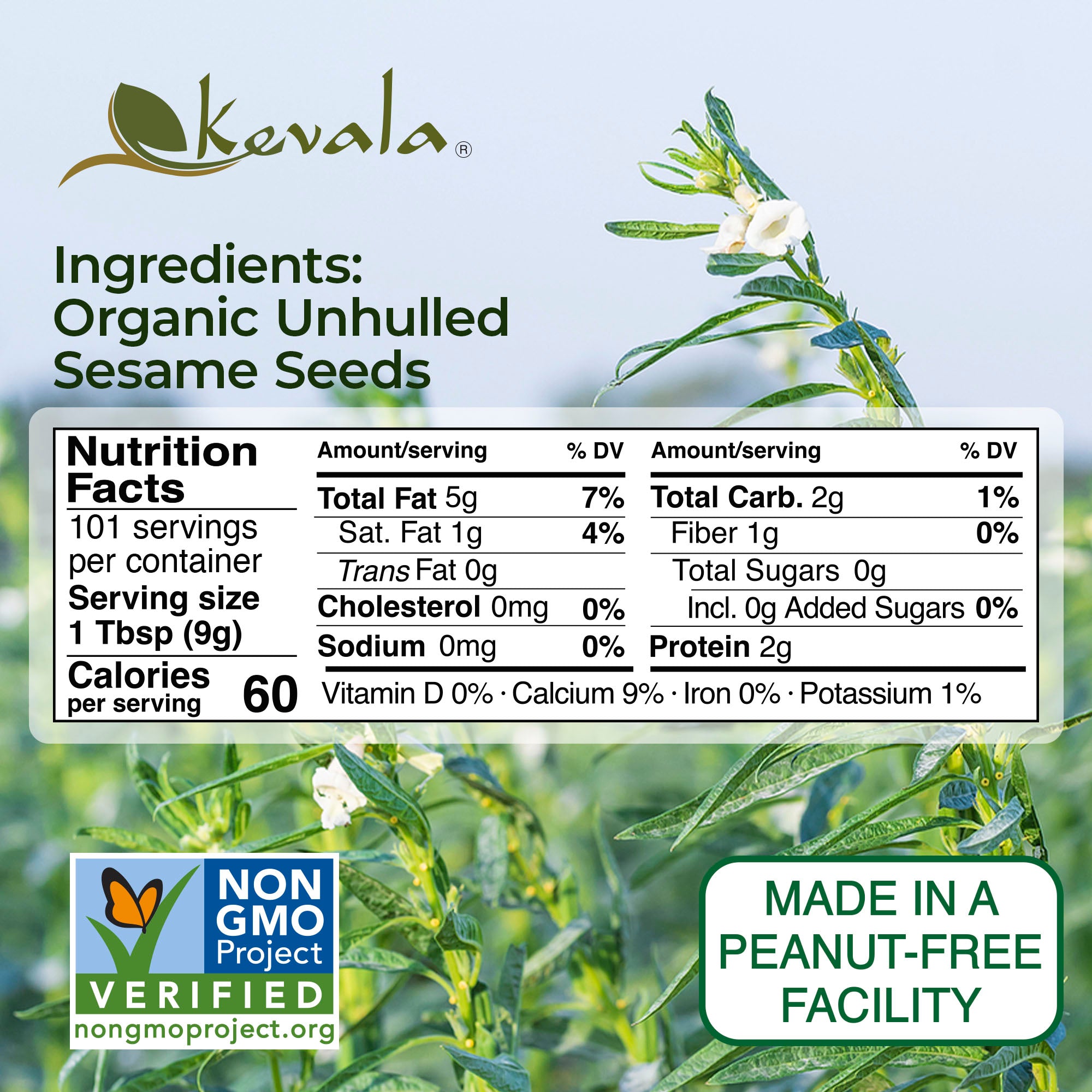 Organic Raw Sesame Seeds (Unhulled) 32 oz