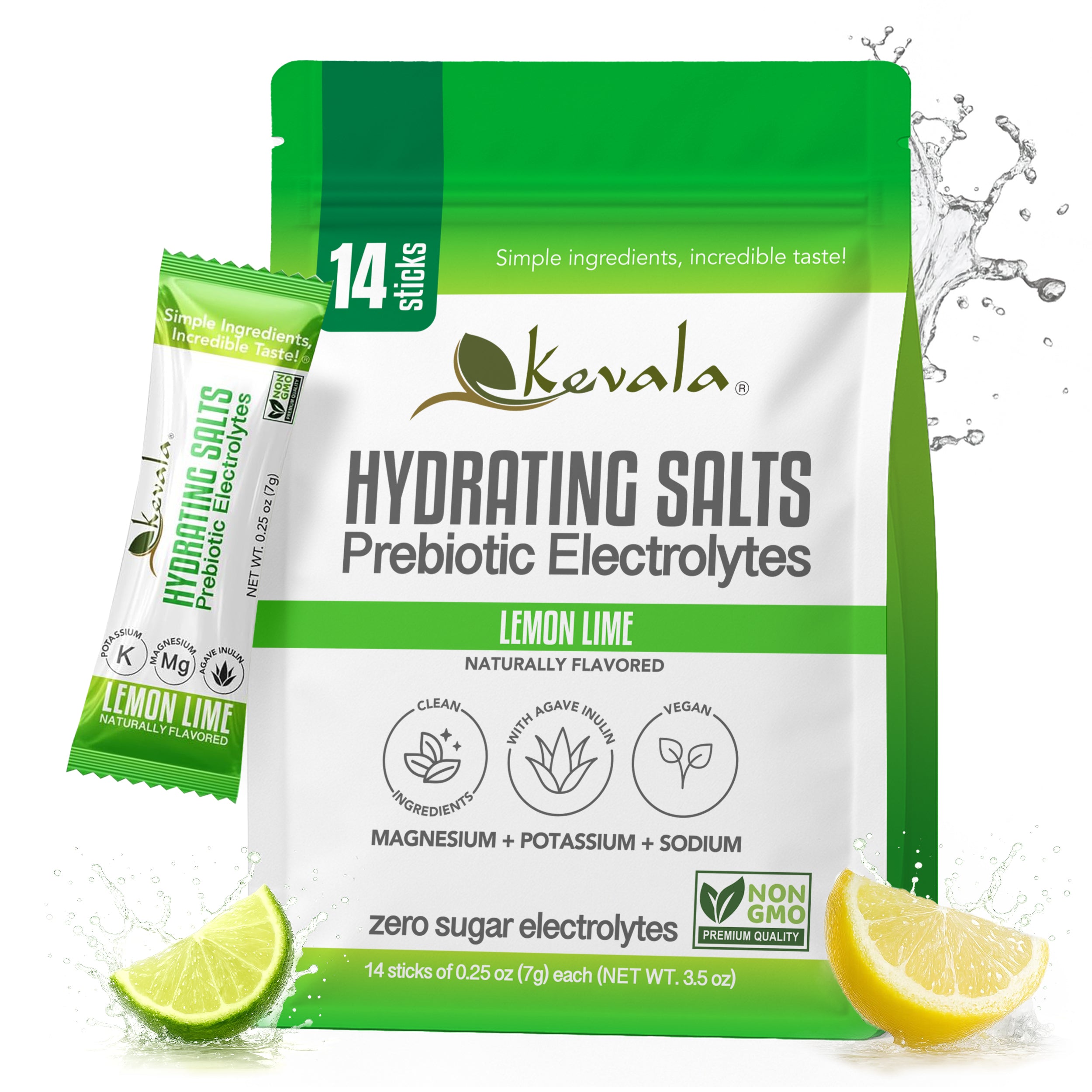 Hydrating Salts Prebiotic Electrolytes Lemon Lime 14 Sticks