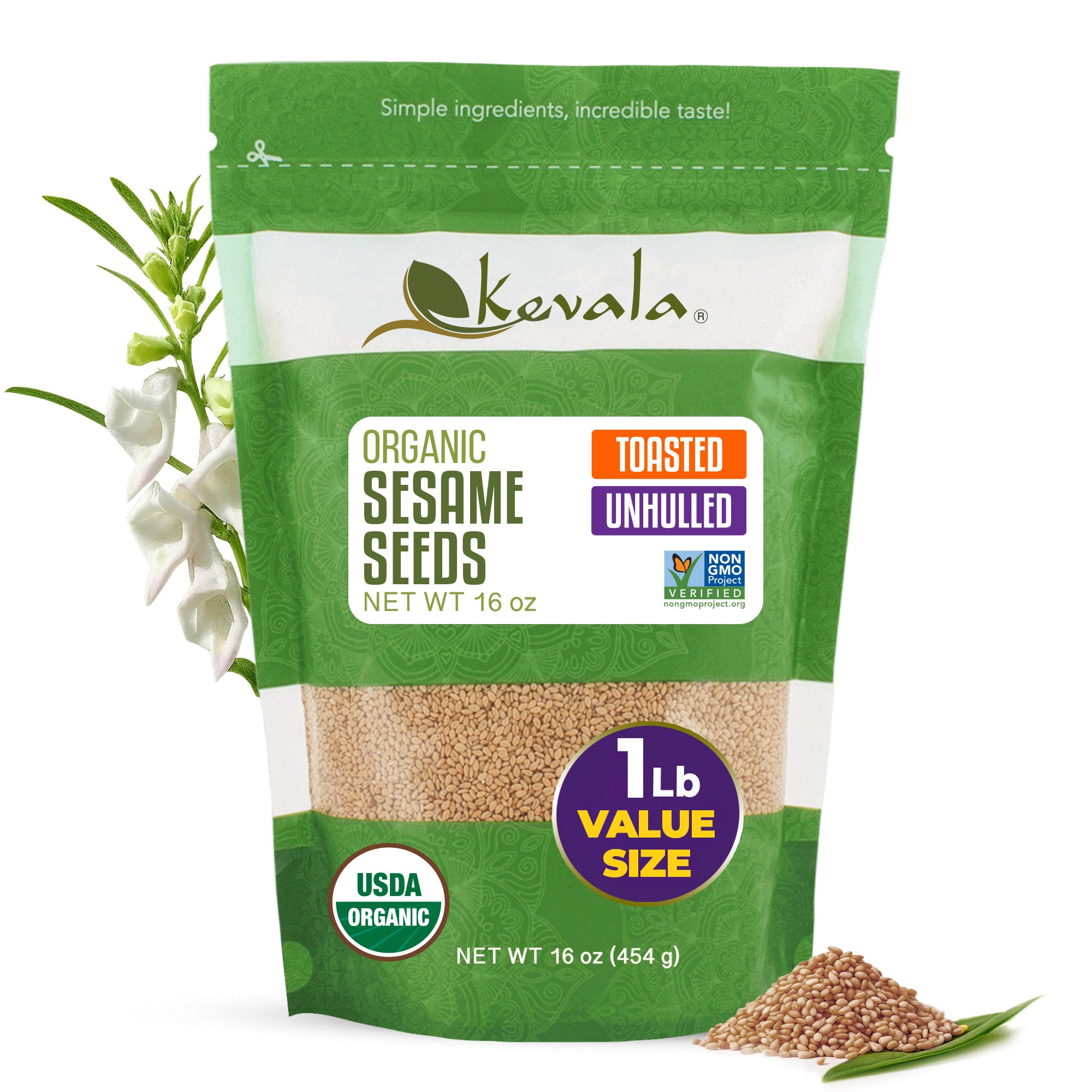 Organic Toasted Sesame Seeds (Unhulled) 16 oz