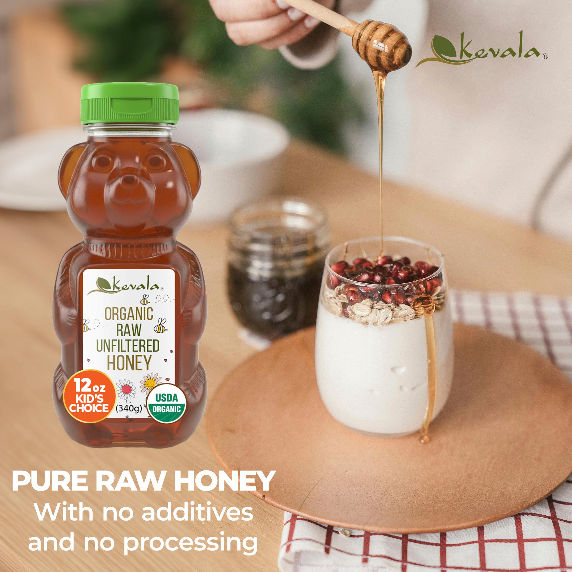 Organic Raw Unfiltered Honey Bear 12 oz