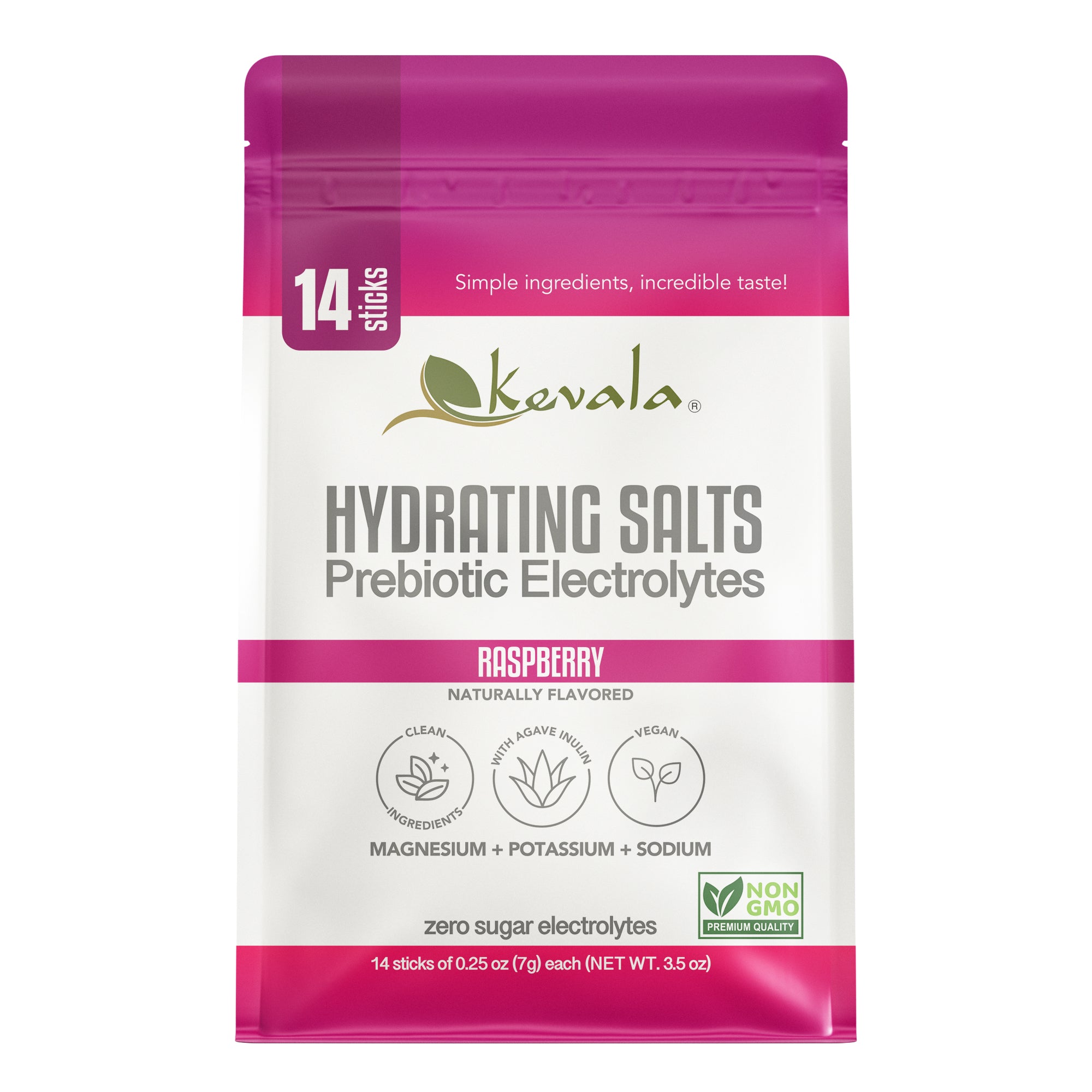 Hydrating Salts Prebiotic Electrolytes Raspberry 14 Sticks