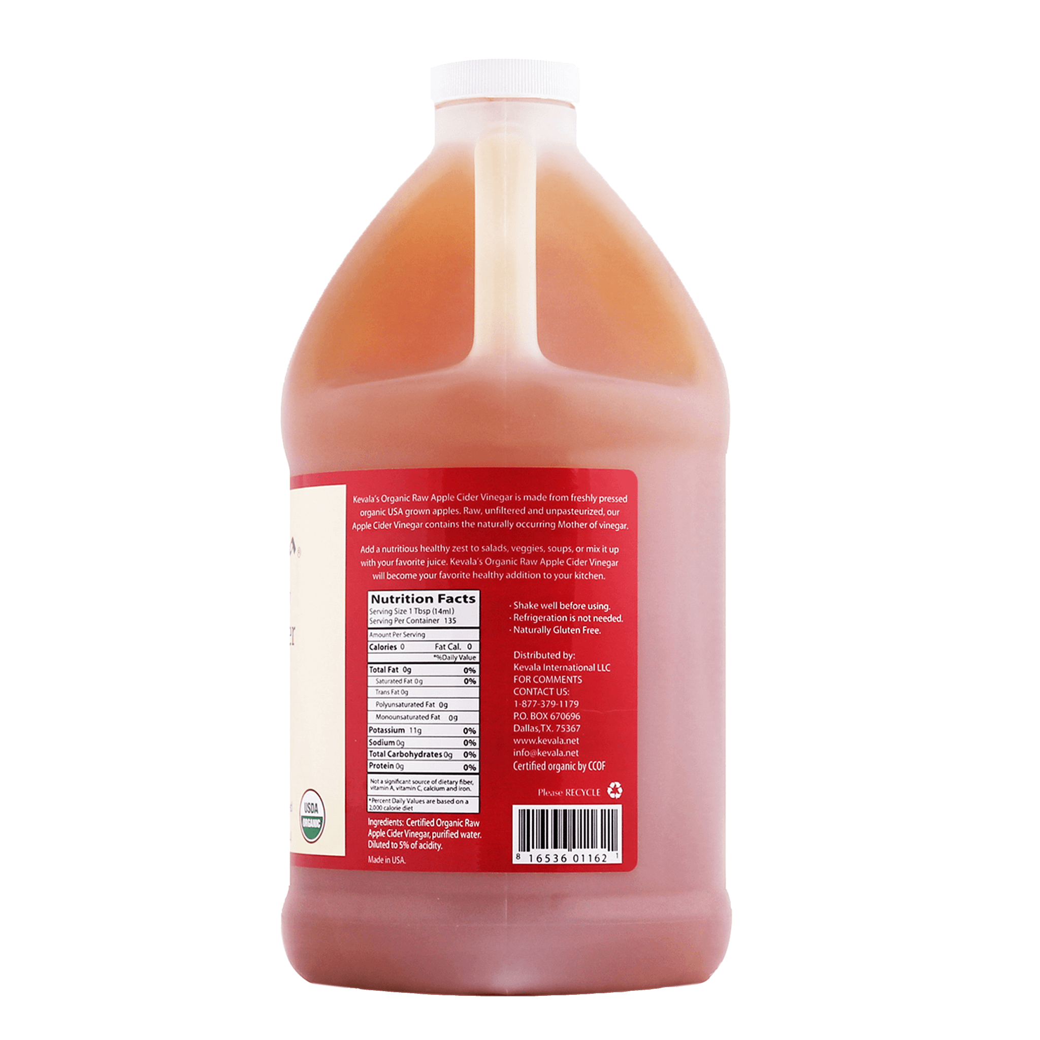 Organic Raw Apple Cider Vinegar 64 oz (1/2 gal)