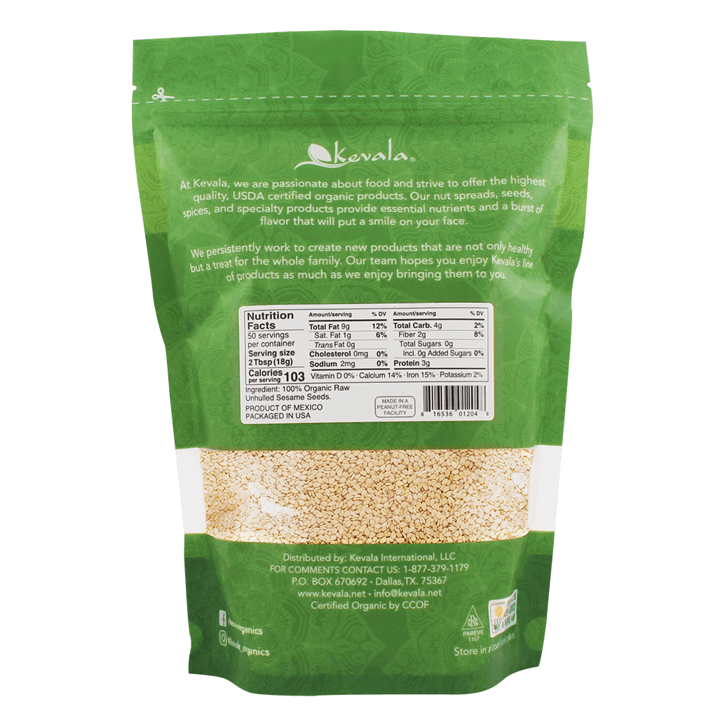 Organic Raw Sesame Seeds (Unhulled) 32 oz