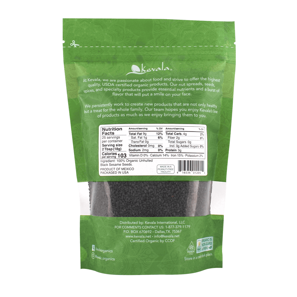 Organic Raw Black Sesame Seeds (Unhulled) 16 oz