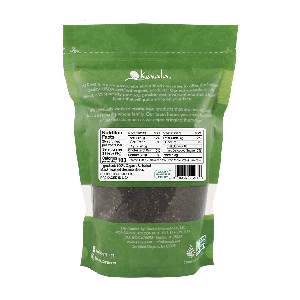 Organic Black Toasted Sesame Seeds 16 oz