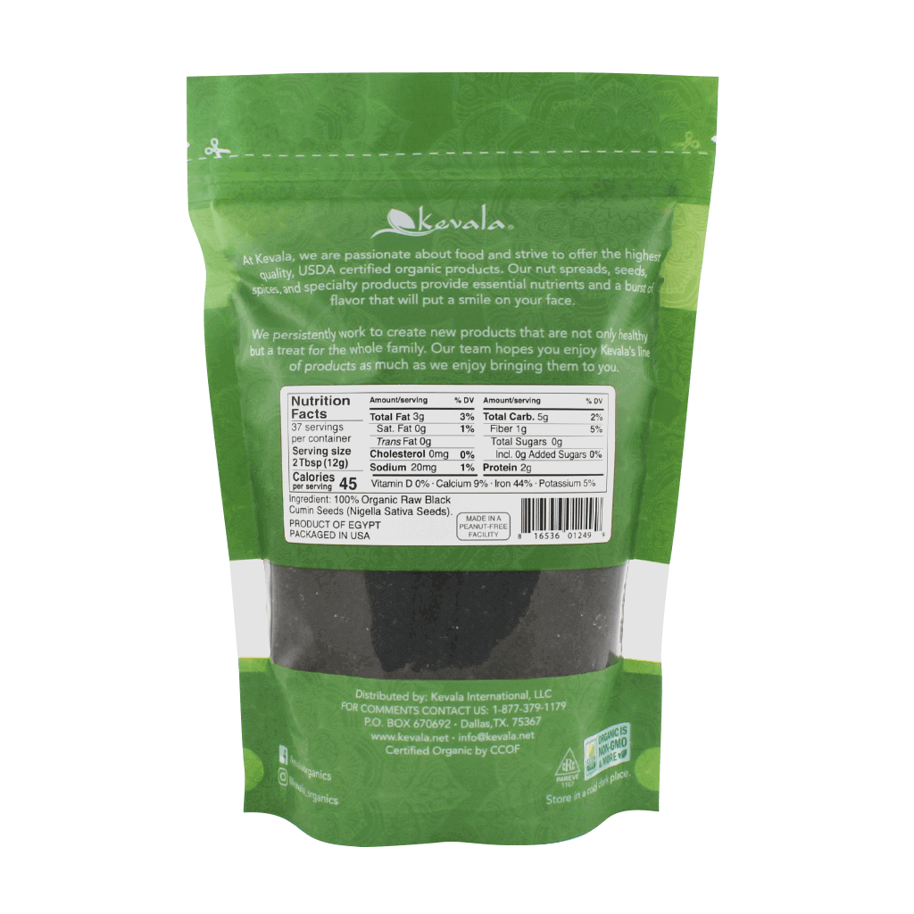 Organic Raw Black Cumin Seeds (Nigella Sativa) 16 oz