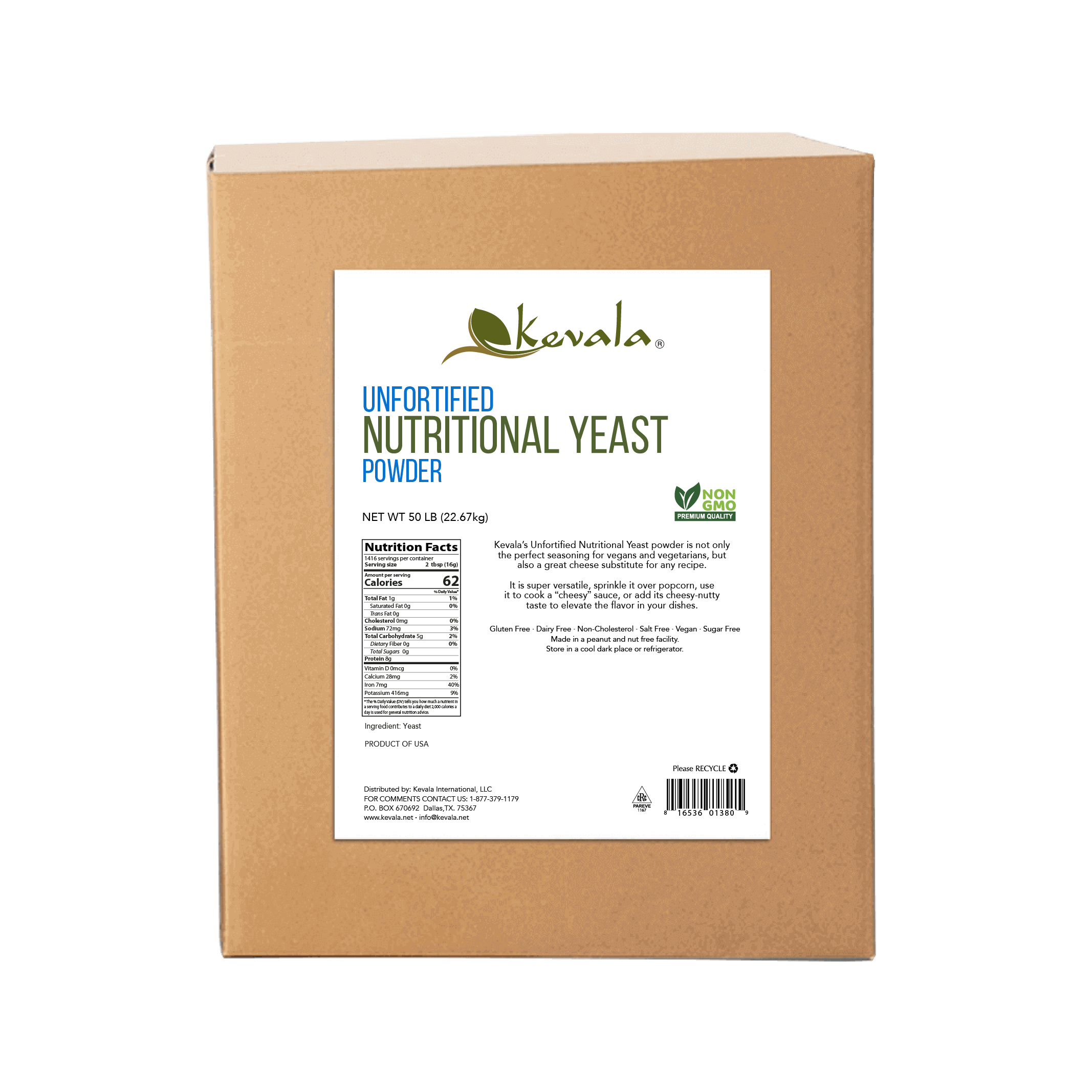 Unfortified Nutritional Yeast,  Powder, 50 lb